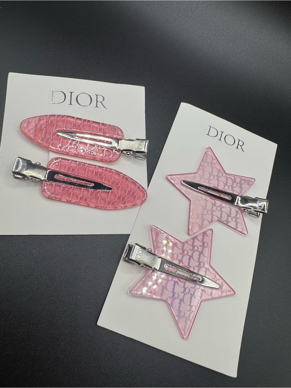 Dior Girls Pink Star & Oval Hair Clip Set